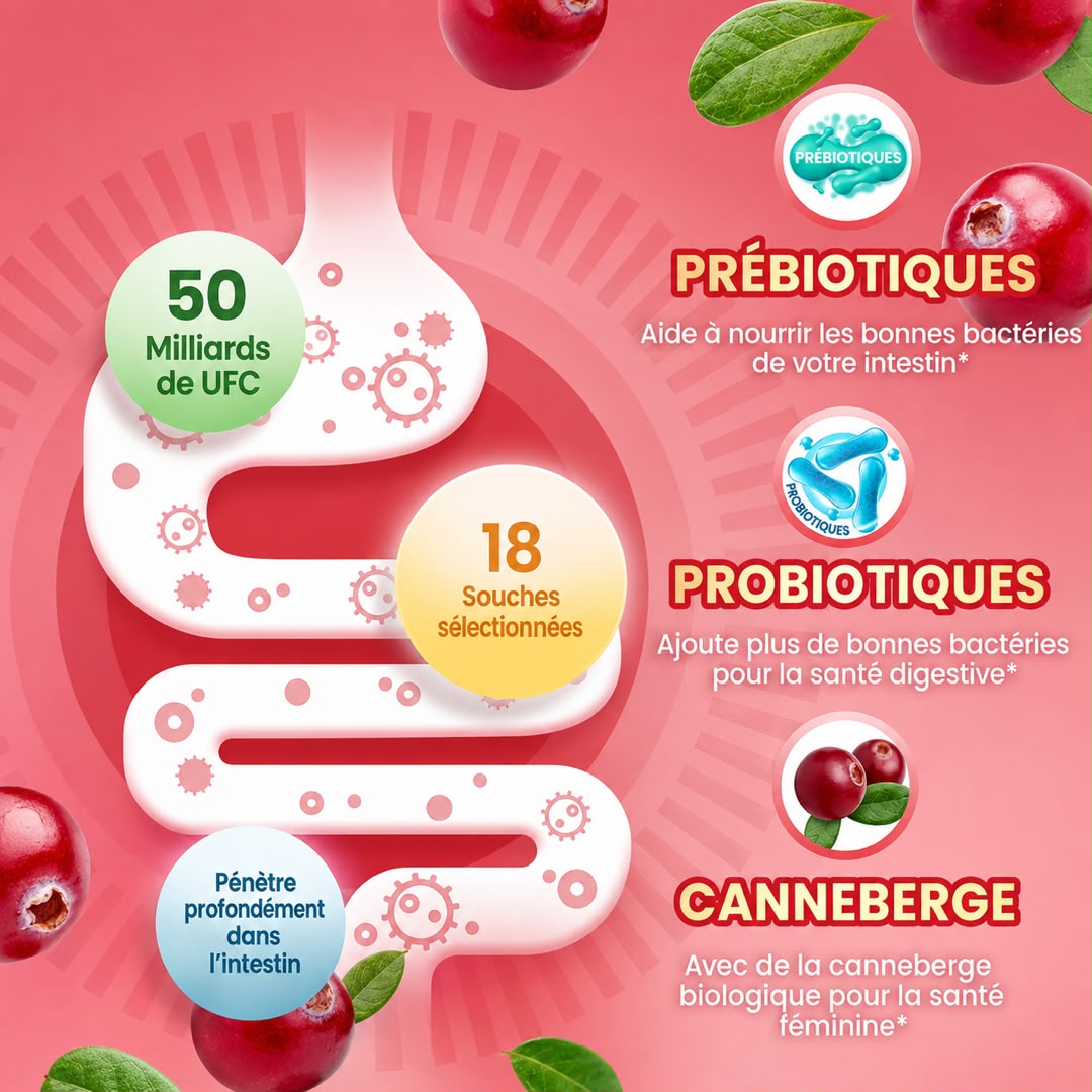 Gummies Probiotiques Féminins à la Cranberry — Équilibre & Bien-être Intime
