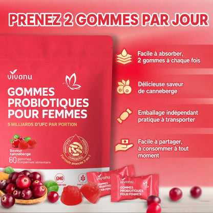 Gummies Probiotiques Féminins à la Cranberry — Équilibre & Bien-être Intime