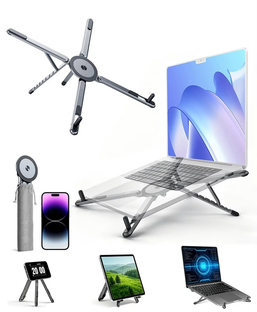 Support Multimédia E05™ — Support Pliable Aluminium pour Téléphone, Tablette & PC