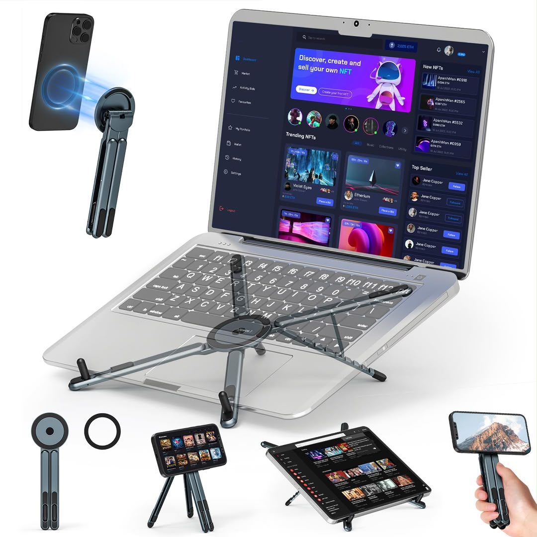 Support Multimédia E05™ — Support Pliable Aluminium pour Téléphone, Tablette & PC