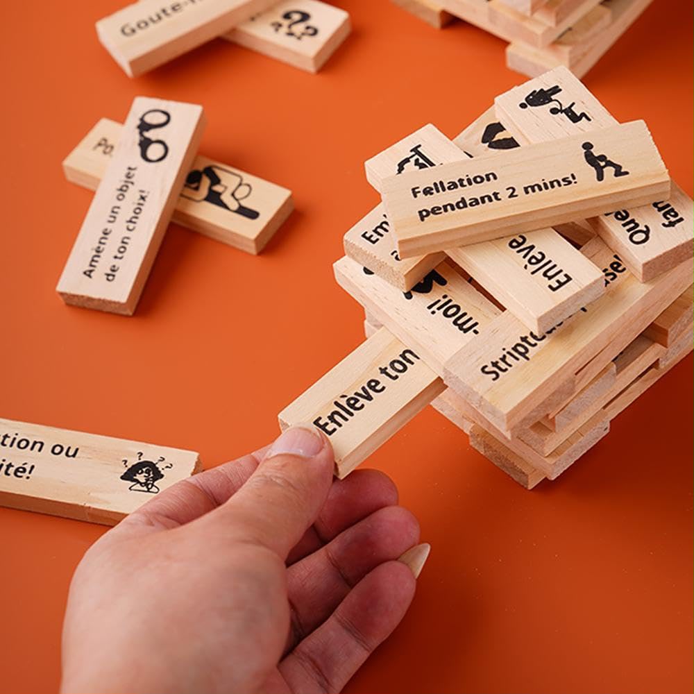 Jenga coquin blocs tombés bougie ambiance romantique