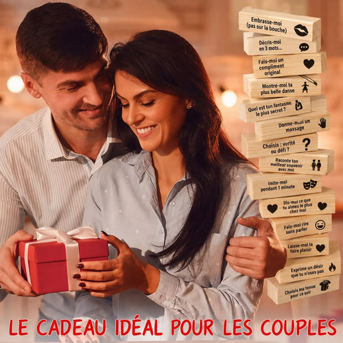 Jenga Coquin™ — Jeu de Tour en Bois pour Couples