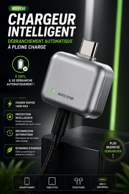 Chargeur Intelligent Auto Stop — Déconnexion Automatique à 100 %