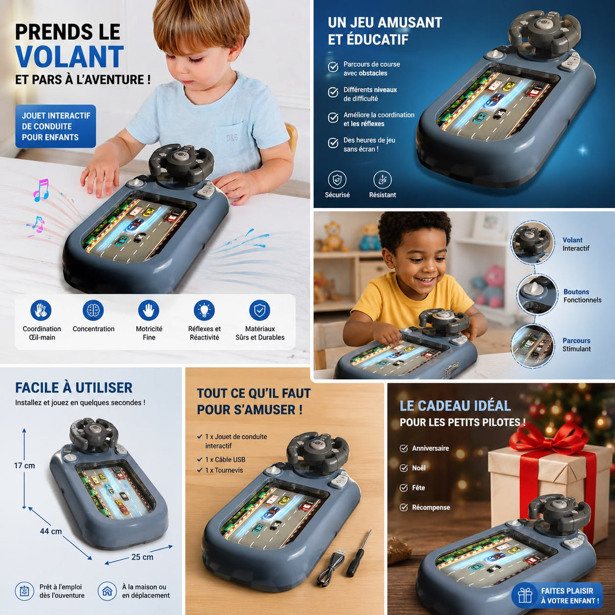 Simulateur de Conduite Interactif pour Enfants – Volant et Parcours de Course